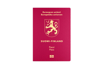 Finnish passport isolated on white. Finland passport
