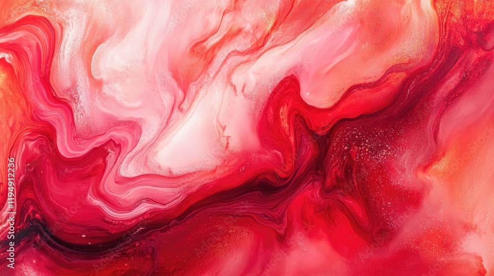 Poster a flowing red abstract background with smooth transitions and layers of texture, offering a peaceful