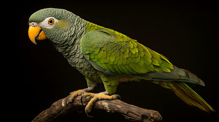 Fototapeta premium Photo Majestic Green Parrot Perched on Branch