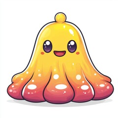 Adorable Yellow Creature With Red Tentacles Smiling