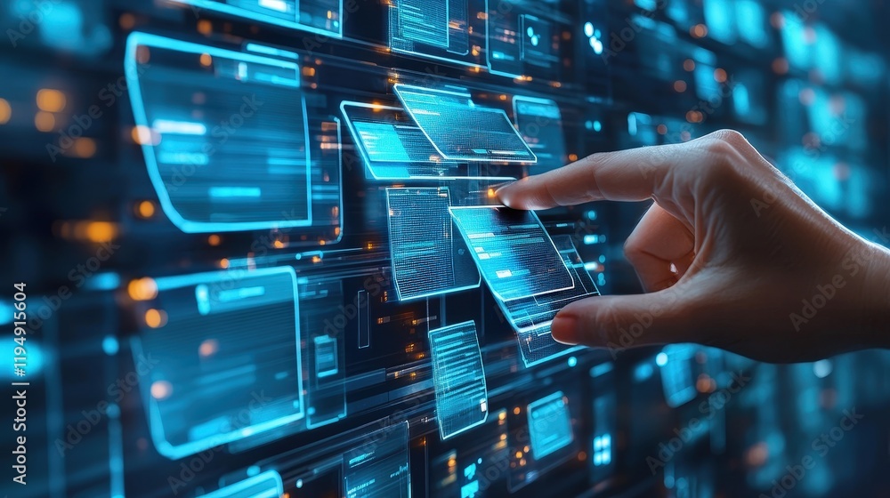 Poster innovative digital interface for document management system visualization and interactive user exper