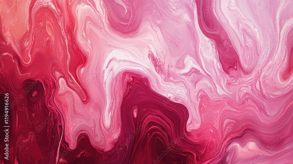 Poster a red and pink abstract background with smooth curves and flowing lines, offering a serene yet dynam