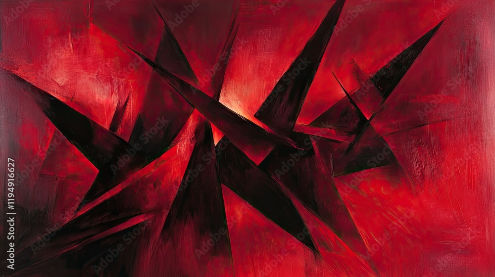 Aufkleber a red abstract composition with sharp, jagged lines and smooth gradients, creating a striking and en
