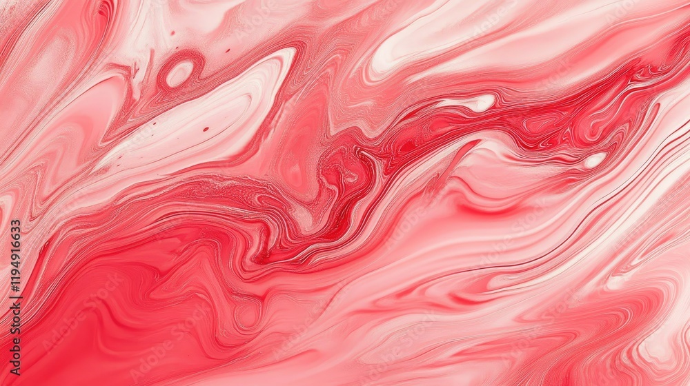 Poster a red and pink abstract background with smooth curves and flowing lines, offering a serene yet dynam