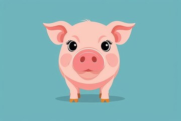 there is a pig that is standing up with a blue background
