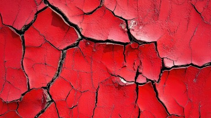 A red cracked surface with a smooth, glossy finish and deep cracks, creating a unique, textured look for artistic design work.