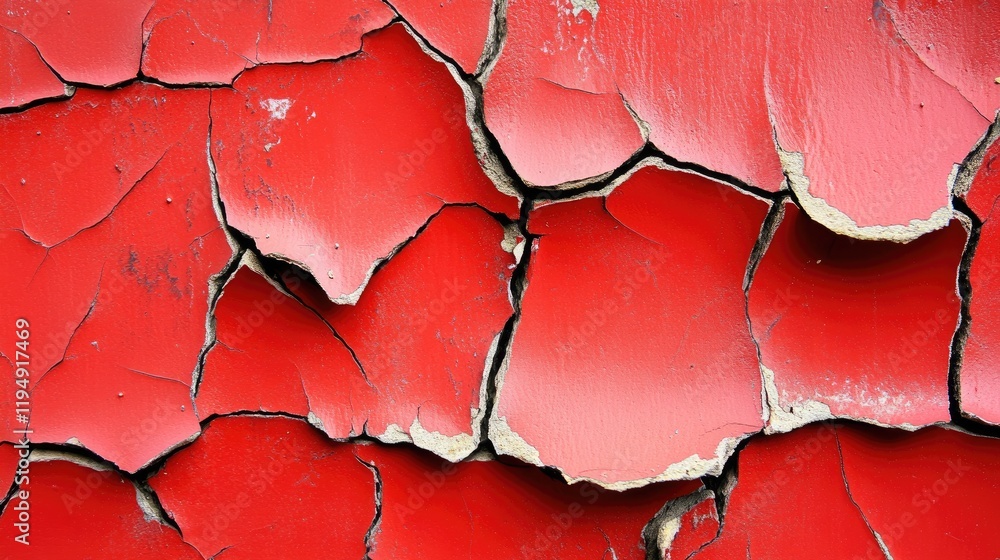Poster a red cracked surface with visible wear, offering a worn and aged look, perfect for adding depth and