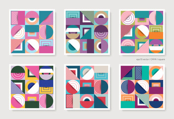 Vector geometric shapes square banner template set