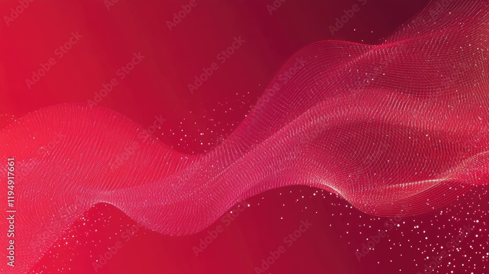 Poster a red digital art background with abstract swirls and glowing light trails, providing a dynamic and 