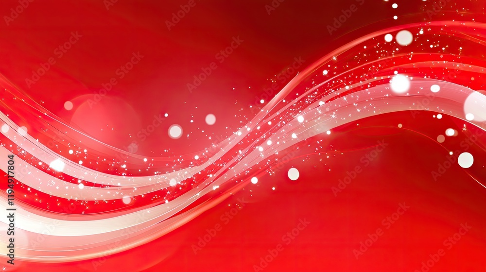 Poster a red digital art background with abstract swirls and glowing light trails, providing a dynamic and 
