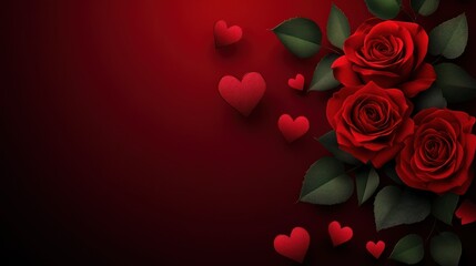Romantic Red Roses and Hearts for Valentine's Day Promotion