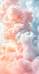 A dreamy cloud-like gradient blending blush pink, peach, and pale blue in soft, floating transitions.