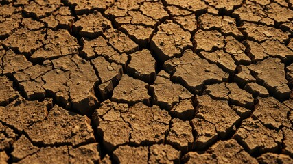 Cracked Earth, Dry Soil, Extreme Drought,  Nature's Harshness,  Sun-baked Landscape