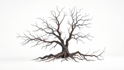 Fototapeta premium Dead Tree Silhouette, White Background, Artistic Photo