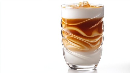 A colorful iced coffee drink.