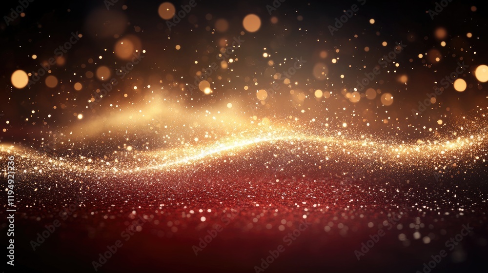 Aufkleber a sleek red christmas background featuring sparkling bokeh and elegant snowflake designs.