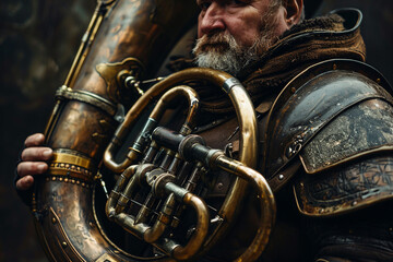 A musician plays lively music image created with geneative ai