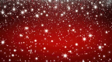 A stunning red background with swirling glitter and glowing sparkles, creating an energetic and festive mood.