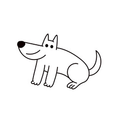 Vector logo design template and graphic elements for advertising, branding, posters and banners, doodle cartoon illustration with smiling character and mascot, pet shop emblem, funny dog