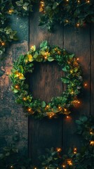 A decorative wreath with lights.