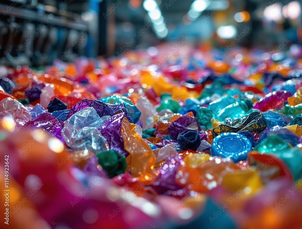 Poster vibrant collection of colorful jelly beans spread out on a surface, with a blurred background sugges