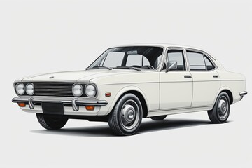 Fototapeta premium arafed drawing of a white car with a black roof