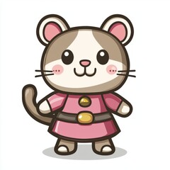 Fototapeta premium Adorable Cartoon Mouse Wearing Pink Dress