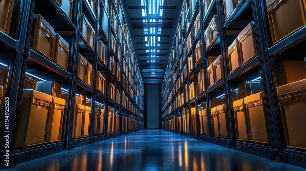Poster digital project management with organized folders in a high-tech storage facility for it solutions a