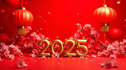 Naklejka premium Chinese New Year 2025, 2026 and 2027. Chinese New Year is a public holiday that allows Chinese people to reunite with their families and celebrate the arrival