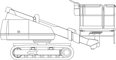 vector illustration sketch design of japanese construction machinery vehicle for industry