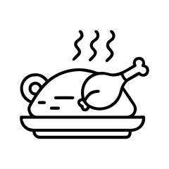 grilled chicken icon, grilled chicken line art - simple line art of grilled chicken, perfect for grilled chicken logos and icons and themed design 