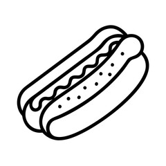 grilled hot dog with mustard icon, grilled hot dog with mustard line art - simple line art of grilled hot dog with mustard, perfect for grilled hot dog with mustard logos and icons and themed design 