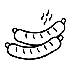 grilled sausages icon, grilled sausages line art - simple line art of grilled sausages, perfect for grilled sausages logos and icons and themed design 