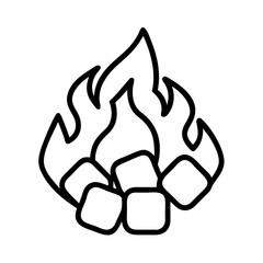 hot coals icon, hot coals line art - simple line art of hot coals, perfect for hot coals logos and icons and themed design 