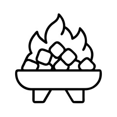 hot coals icon, hot coals line art - simple line art of hot coals, perfect for hot coals logos and icons and themed design 