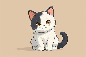 Obraz premium cartoon cat sitting on the ground with a sad look on its face