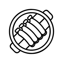 pork ribs on grill icon, pork ribs on grill line art - simple line art of pork ribs on grill, perfect for pork ribs on grill logos and icons and themed design 