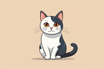 Obraz premium cartoon cat sitting on the ground with a brown background