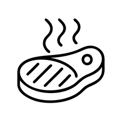 sizzling steak icon, sizzling steak line art - simple line art of sizzling steak, perfect for sizzling steak logos and icons and themed design 