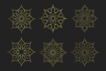 Set of Islamic ornament pattern. Arabic luxury floral illustration for invitations and greeting cards. 