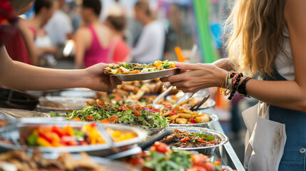 Delicious street food offerings at a vibrant festival in the heart of the city lifting spirits and appetites