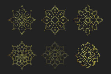 Set of Islamic ornament pattern. Arabic luxury floral illustration for invitations and greeting cards. 