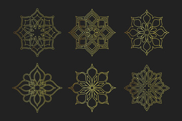 Set of Islamic ornament pattern. Arabic luxury floral illustration for invitations and greeting cards. 
