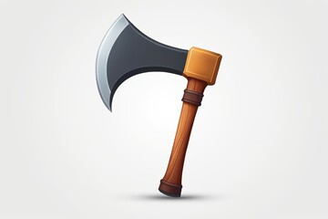 a cartoon axe with a wooden handle on a white background