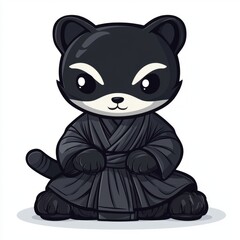 Adorable Black Raccoon Wearing a Dark Robe