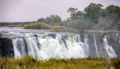 Fototapeta premium Victoria Falls, waterfall on the Zambezi River between Zambia and Zimbabwe. Africa