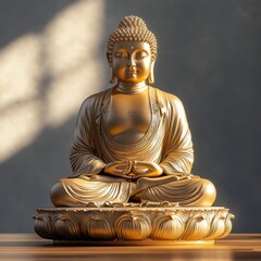 Golden Buddha Statue in Calm Setting