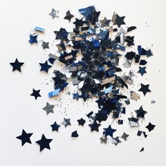 Naklejka premium Glittering Starry Night Art Creative Studio Decorative Crafts Navy Colored Paper Overhead Sparkling Concepts