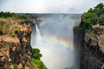 Victoria Falls, waterfall on the Zambezi River between Zambia and Zimbabwe. Africa