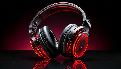 Headphones on black\red background